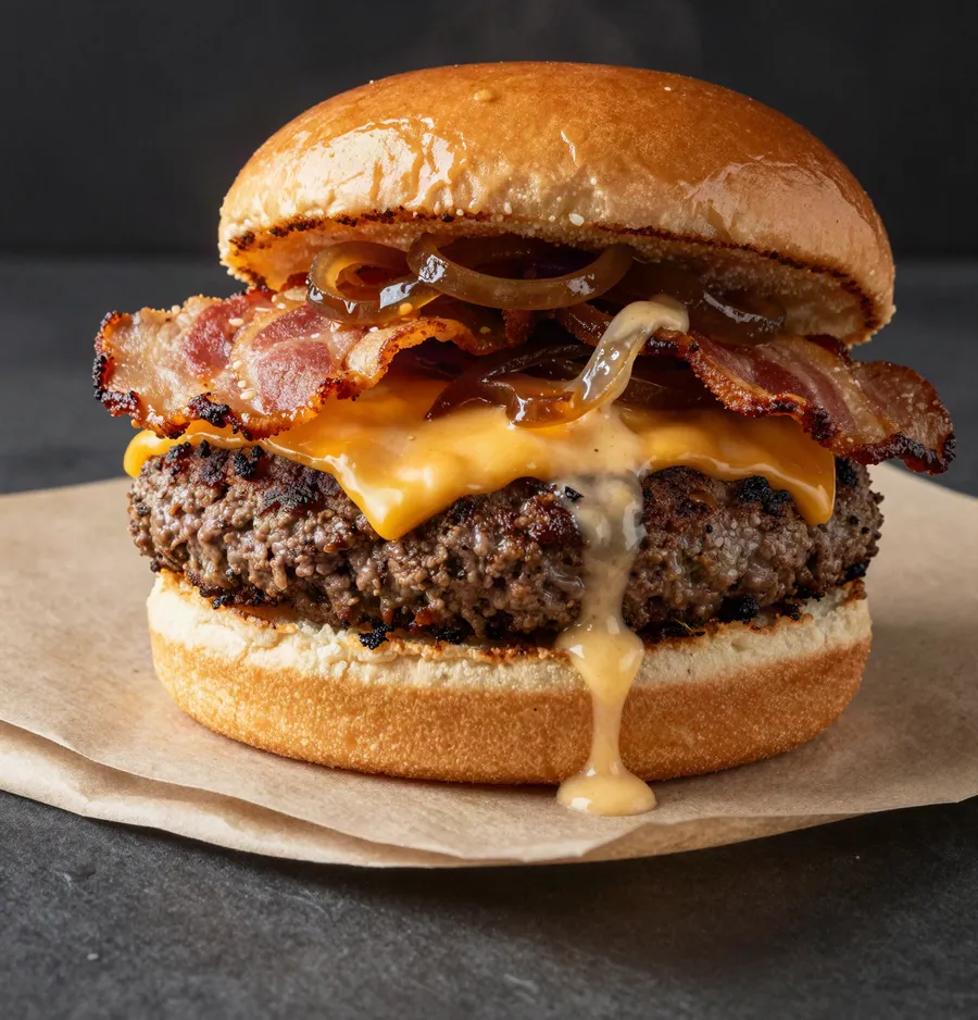 American BAFF, smash doble con panceta y cebolla caramelizada (foto ilustrativa)